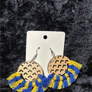 Blue and Yellow Tassel Earrings
